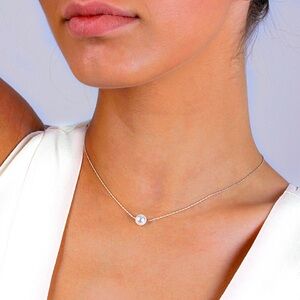 🌸 Floating pearl on gold filled 17” chain bridal wedding gift